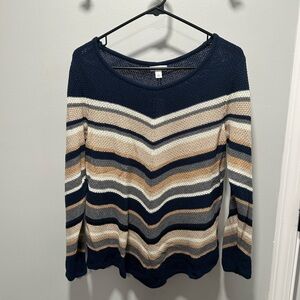 Westport Navy and Beige Striped Sweater